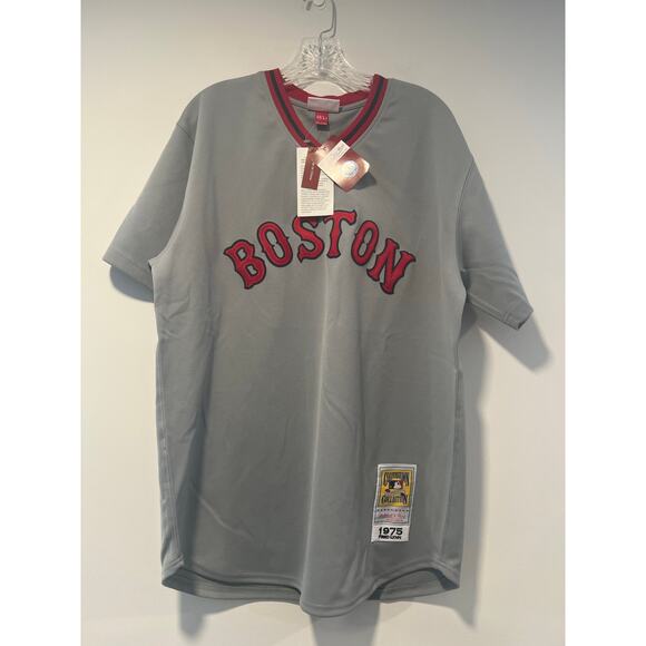 NWT Mitchell & Ness Boston Red Sox Jersey 1975 Fred Lynn #19 Sz 52 XXL - Picture 1 of 7